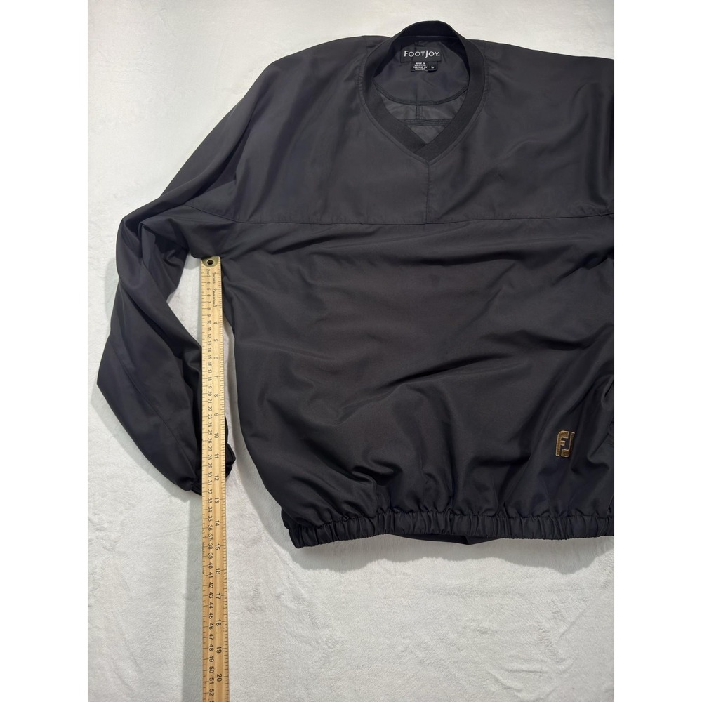 FootJoy Jacket Mens Large Black V Neck Windbreaker Pullover Golf Logo Shell - Picture 5 of 8